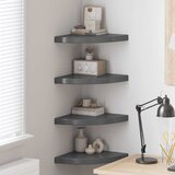  Plutajuće kutne police 4 kom sjajne sive 35 x 35 x 3,8 cm MDF | shoptok.hr