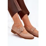 Laura Messi Leather Women's Shoes With Buckle 2980 Dark Beige | Shoptok.si
