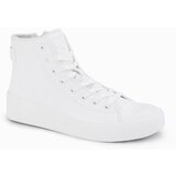 Ombre Men's high-top sneakers with zipper for easy on - white Cijene