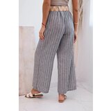 Kesi Włoski Women's wide-leg striped viscose trousers grey | shoptok.hr