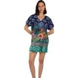 Kaftan za plažu Flower teget