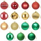  Set božićnih kuglica 50 kom. Crvena, zlatna i zelena 8 cm | shoptok.hr