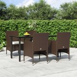  5-dijelni vrtni blagovaonski set s jastucima smeđe-crni | shoptok.hr