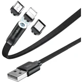 magnetni USB kabel + set vtikačev Lightning / USB tip C / mikro USB 2.1A 1m
