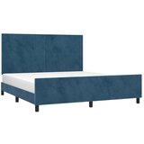  Posteljni okvir z vzglavjem temno moder 160x200 cm žamet, (20906156) | Shoptok.si