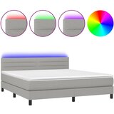  Box spring postelja z vzmetnico LED sv. siva 180x200 cm blago | Shoptok.si