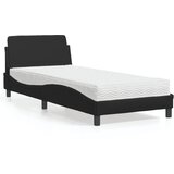 vidaXL Postelja z vzmetnico črna 90x200 cm umetno usnje Cene