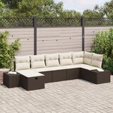 vidaXL Set sofa za vrt od 7 dijelova s jastučićima smeđi poli ratan Cijene
