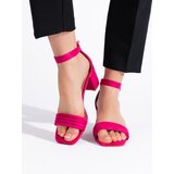 Shelvt Suede fuchsia heeled sandals Cene