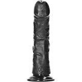 REALROCK Curved - ukrivljeni realistični dildo z lepljivimi nogami - 15,5 cm (črn) | Shoptok.si