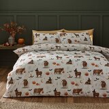 Catherine Lansfield Sivo-bež enojna posteljnina 135x200 cm Halloween Highland Cow – | Shoptok.si