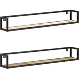  Zidne police 2 kom 120 cm od masivnog obnovljenog drva | shoptok.hr