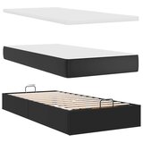 vidaXL Otomanski posteljni okvir z vzmetnico črn 100x200 cm um. usnje | Shoptok.si
