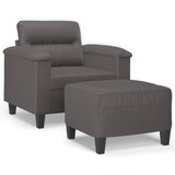 vidaXL Fotelja s tabureom siva 60 cm od umjetne kože | shoptok.hr