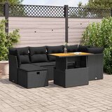  7-dijelni set vrtnih sofa od poliratana s jastucima crni bagrem | shoptok.hr