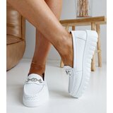 Gemre White leather loafers with decorative buckle Taija | Shoptok.si