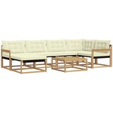  Set vanjskih sofa 7 kom. Bijela i krem Čvrsto drvo akacije 79 x 79 x 37 cm | shoptok.hr