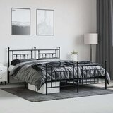 vidaXL Kovinski posteljni okvir z vzglavjem in vznožjem črn 180x200 cm | Shoptok.si