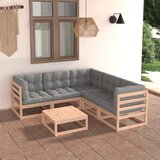 Maison Chic Seti vrtnega pohištva - Vrtna garnitura - Vrtni pohištvo set 6-delna z blazinami trdna borovina, (21805307) | Shoptok.si