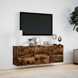 vidaXL Stenska TV omarica z LED lučkami dimljeni hrast 130x31x45 cm | Shoptok.si