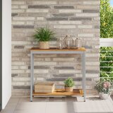 vidaXL Zunanja miza Naravna in Siva 35x80x75 cm Trden les in Jeklo, (22015900) | Shoptok.si