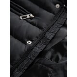 Ombre Men's lightweight jacket of combined materials with hood and decorative quilting - black | shoptok.hr