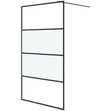 Pregrada za tuš crna 115 x 195 cm s napola mutnim staklom ESG | shoptok.hr
