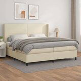  Box spring postelja z vzmetnico krem 200x200 cm umetno usnje, (20851615) | Shoptok.si