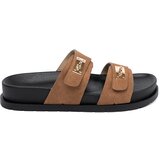 Shelvt Women's tan flip-flops with gold inserts Cijene