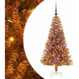 vidaXL Božićno drvce s 150 LED svjetlima s stalakom Zlatno 120 cm PET | shoptok.hr