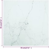 Stolna ploča bijela 70x70 cm 6 mm staklena s mramornim uzorkom | shoptok.hr