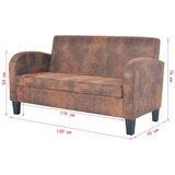vidaXL Kavč dvosed umetni semiš rjave barve | Shoptok.si