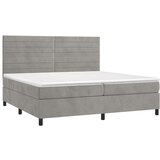 Box spring postelja z vzmetnico LED svetlo siva 200x200cm žamet, (20899584) | Shoptok.si