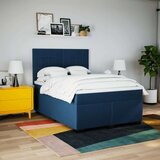 vidaXL Box spring postelja z vzmetnico modra 140x200 cm blago, (21307916) | Shoptok.si