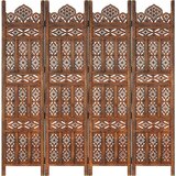 vidaXL Ročno izrezljan paravan 4-delni rjav 160x165cm trden mangov les Cene