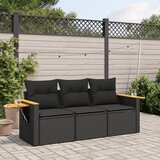 Maison Chic Seti vrtnega pohištva - Vrtna garnitura - Vrtni pohištvo set 3-delna z blazinami črn poli ratan, (21811090) | Shoptok.si