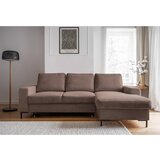 Miuform Rjava raztegljiva kotna sedežna garnitura iz rebrastega žameta (desni kot) Lofty Lilly – | Shoptok.si