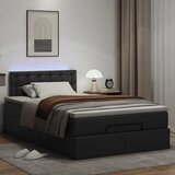vidaXL Otomanski posteljni okvir z vzmetnico črn 120x200 cm um. usnje | Shoptok.si