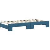  Dnevni krevet na razvlačenje s ladicama plavi 90x200 cm baršun | shoptok.hr