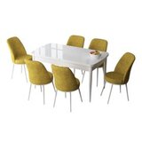 Hanah home set trpezarijski sto i 6 stolica zen white mustard | Eponuda.com