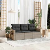 Maison Chic Seti vrtnega pohištva - Vrtna garnitura - Vrtni pohištvo set 3-delna z blazinami siv poli ratan, (21811476) | Shoptok.si