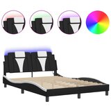 Maison Chic Posteljni okvir - Dvoposteljna postelja - Zakonska postelja z LED lučkami črno bel 140x200 cm umetno usnje, (21696816) Cene