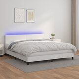 vidaXL Krevet box spring s madracem LED bijeli 160x200 cm umjetna koža Cijene