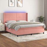  Krevet box spring s madracem LED ružičasti 160x200cm baršunasti Cijene