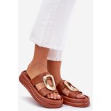 Boto Women's Platform Sandals with Golden Detail Camel Ularinea | Shoptok.si