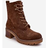 Boto Women's Low Heel Lace-up Brown Adinail Boots | Shoptok.si