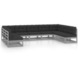 The Living Store Vrtna sedežna garnitura 9-delna z blazinami siva trdna borovina - Vrtna Sedežna Garnitura, (21460883) | Shoptok.si
