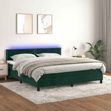  box spring s madracem LED tamnozeleni 180x200 cm baršun | shoptok.hr