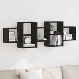 vidaXL Stenska polica črna hrast 129x18x42 cm inženirski les | Shoptok.si