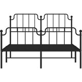 vidaXL Kovinski posteljni okvir z vzglavjem in vznožjem črn 140x190 cm | Shoptok.si
